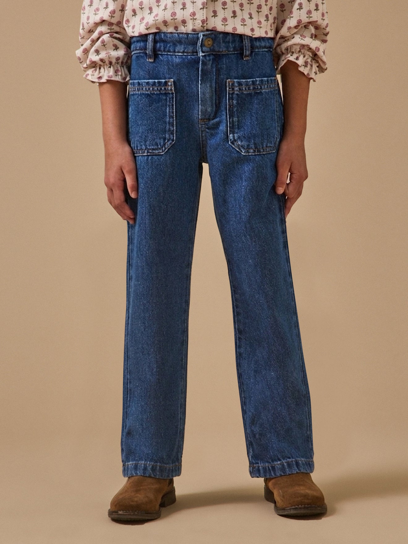 Rechte meisjesbroek in denim