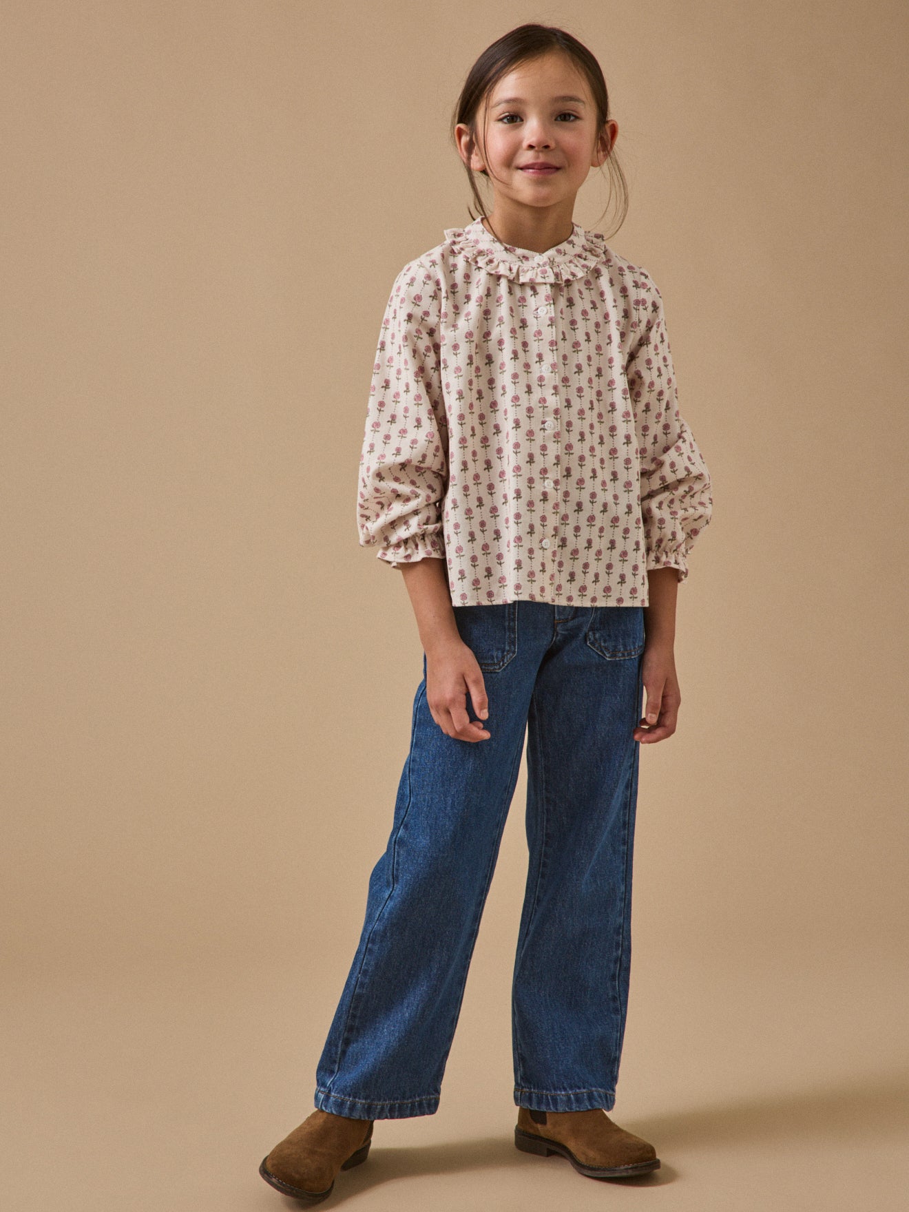 Rechte meisjesbroek in denim