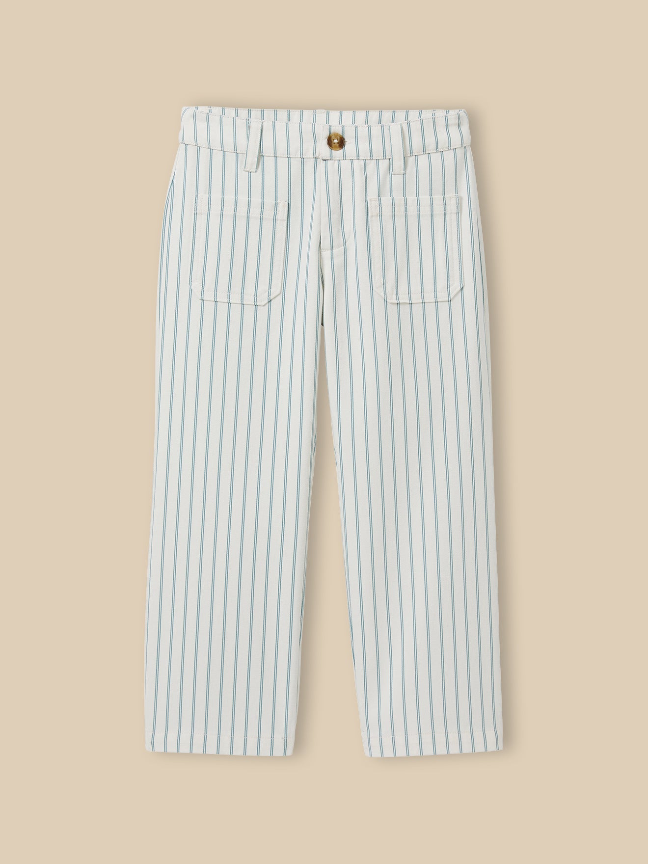 Meisjesbroek in gestreept denim