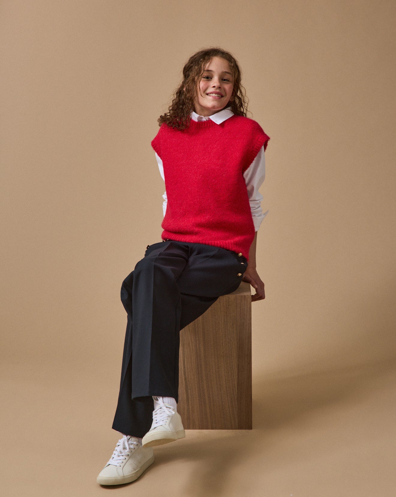 Wijde meisjesbroek met knooppand