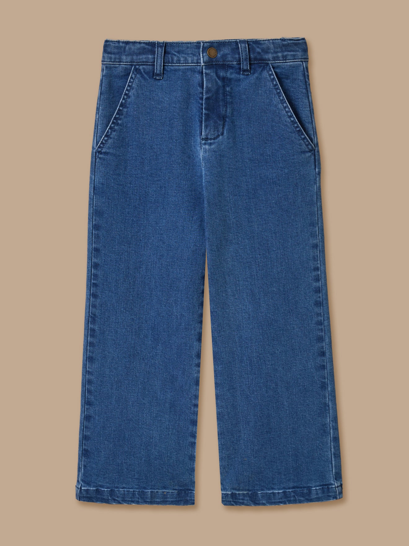 Wijde meisjesbroek in denim