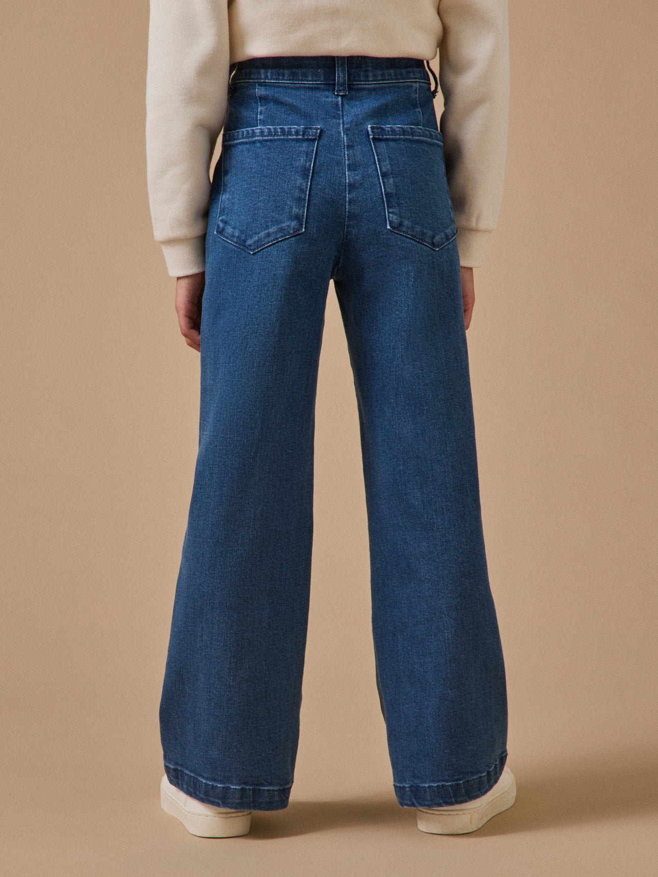 Wijde meisjesbroek in denim