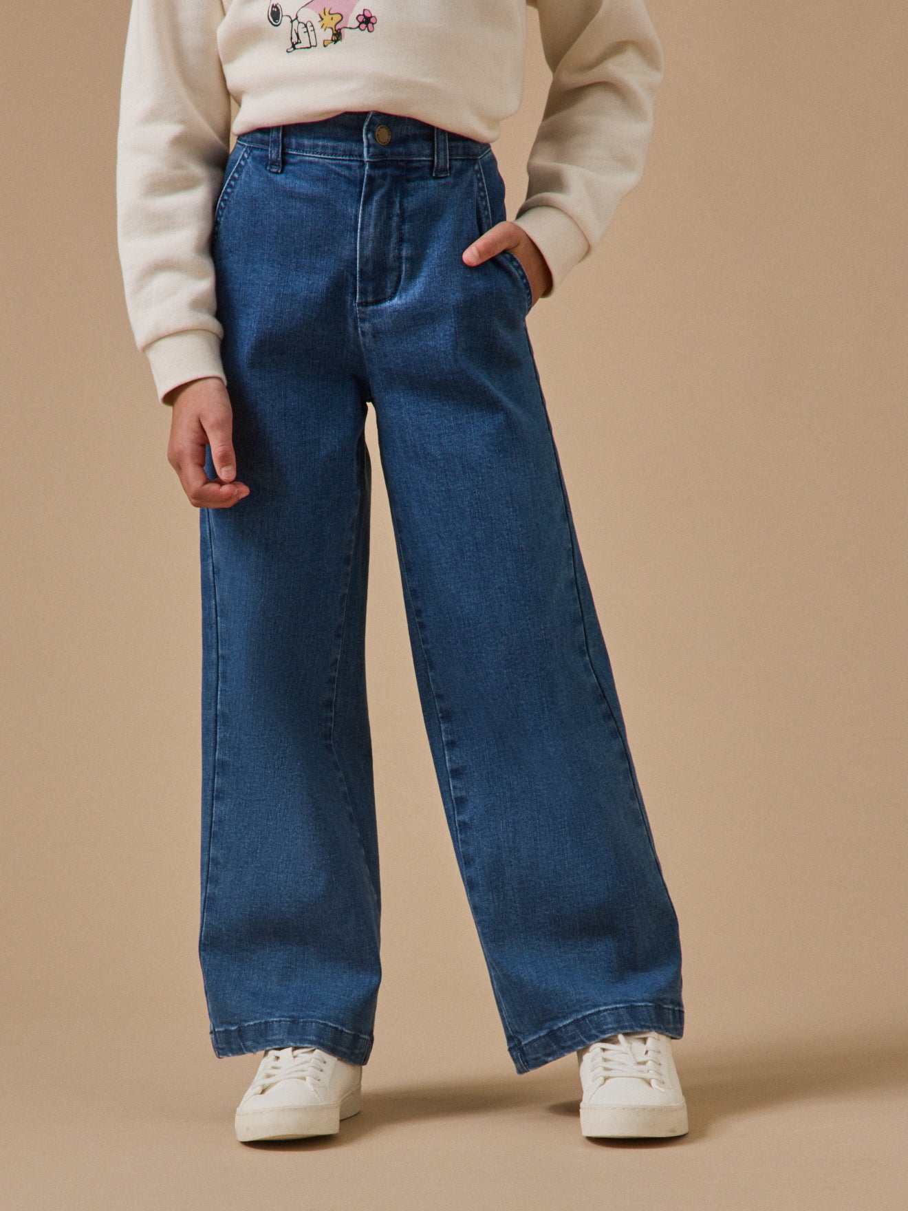 Wijde meisjesbroek in denim