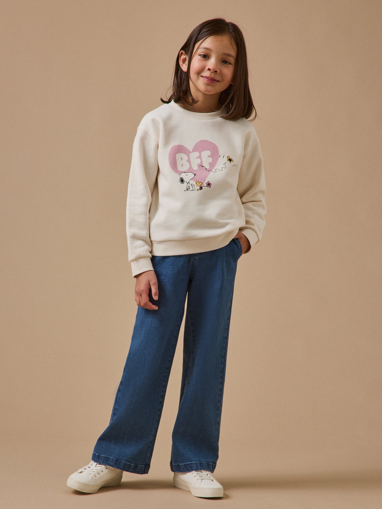 Wijde meisjesbroek in denim