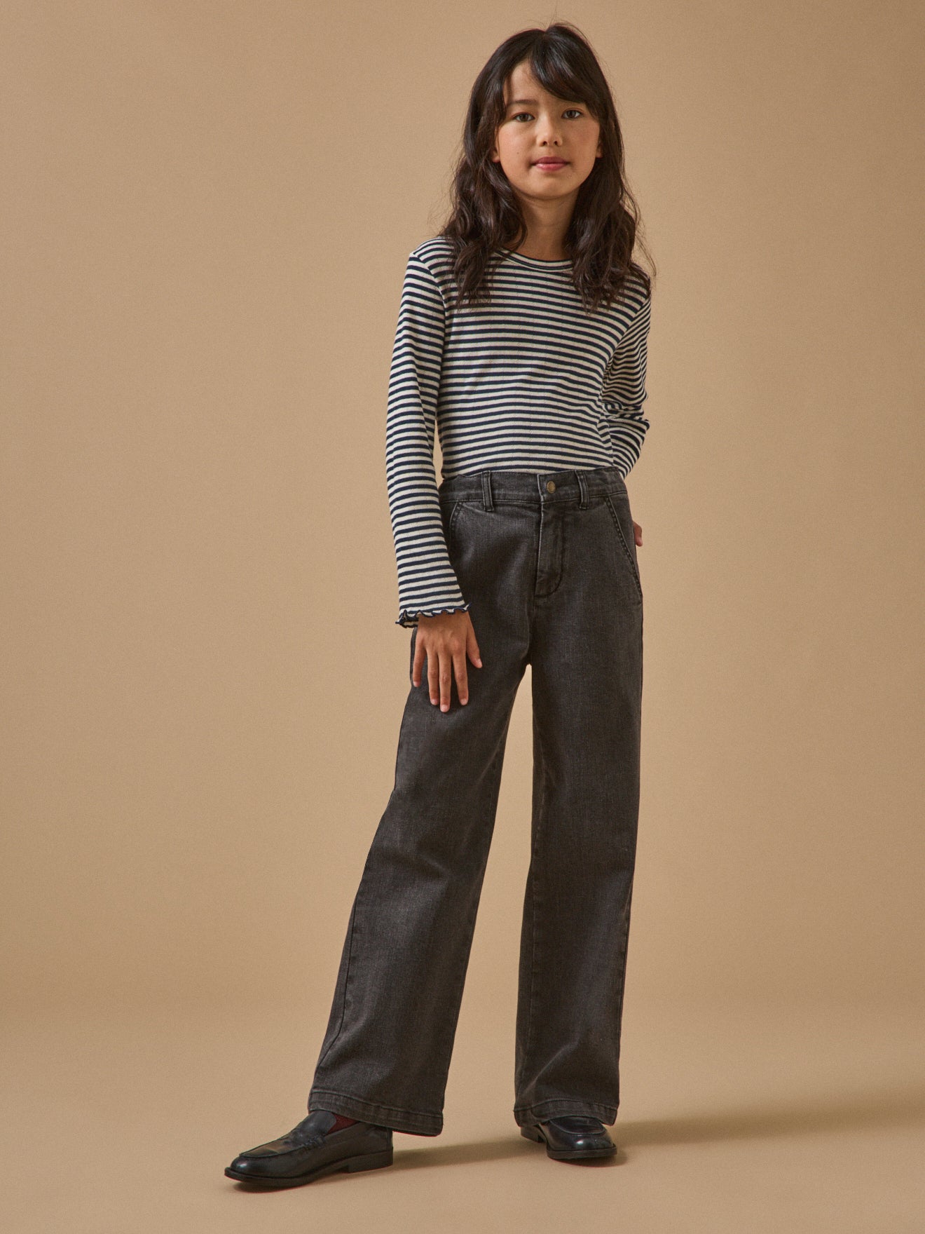 Wijde meisjesbroek in denim