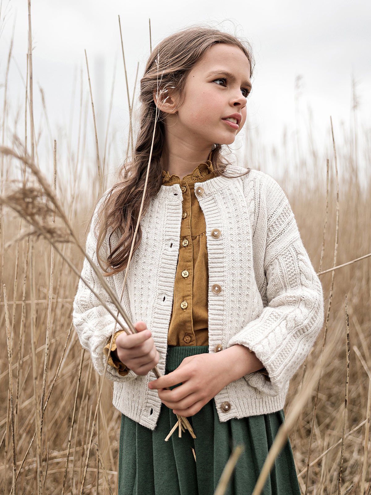 Cardigan torsadé fille laine RWS