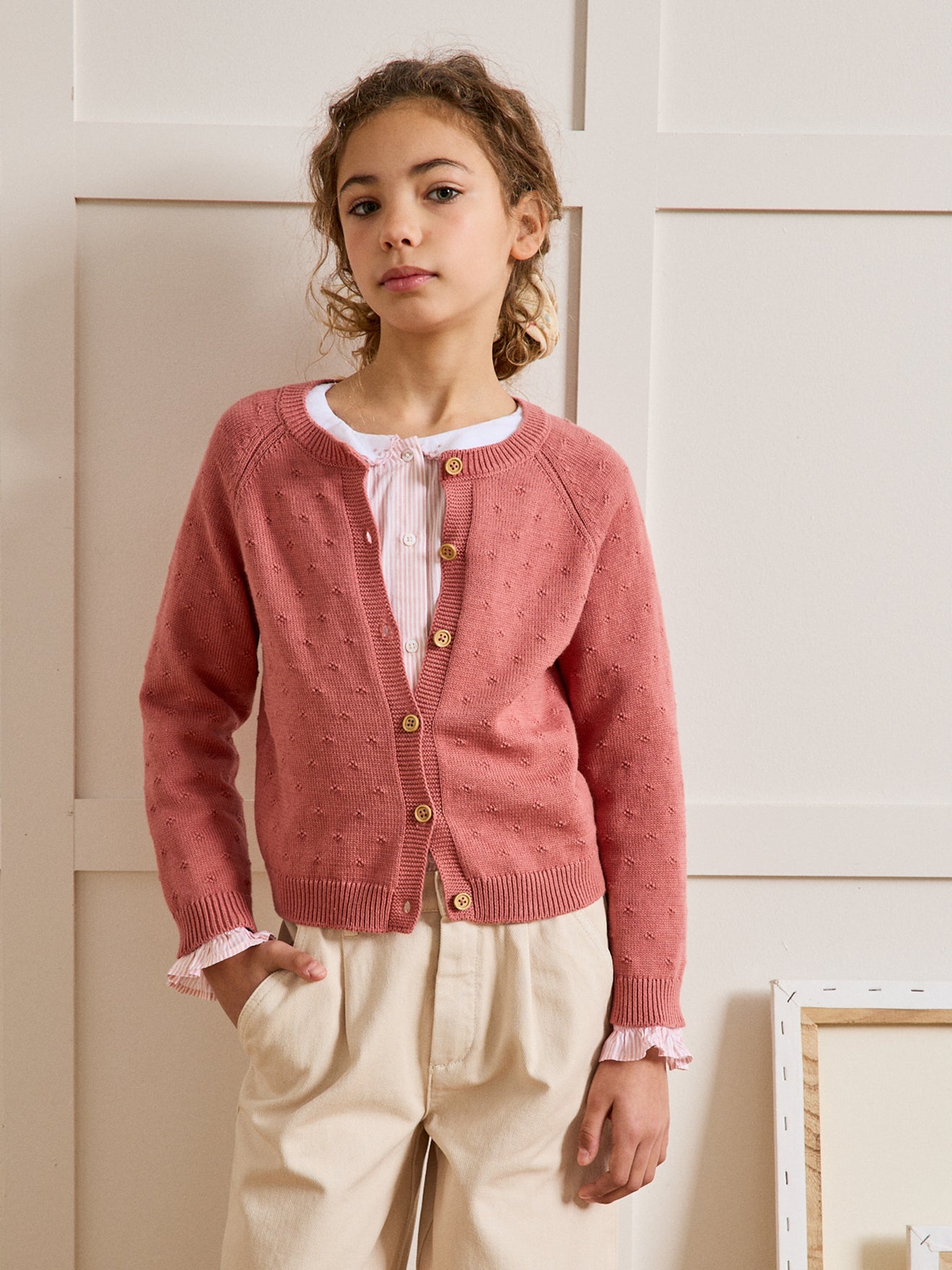 Cardigan Fille point fantaisie