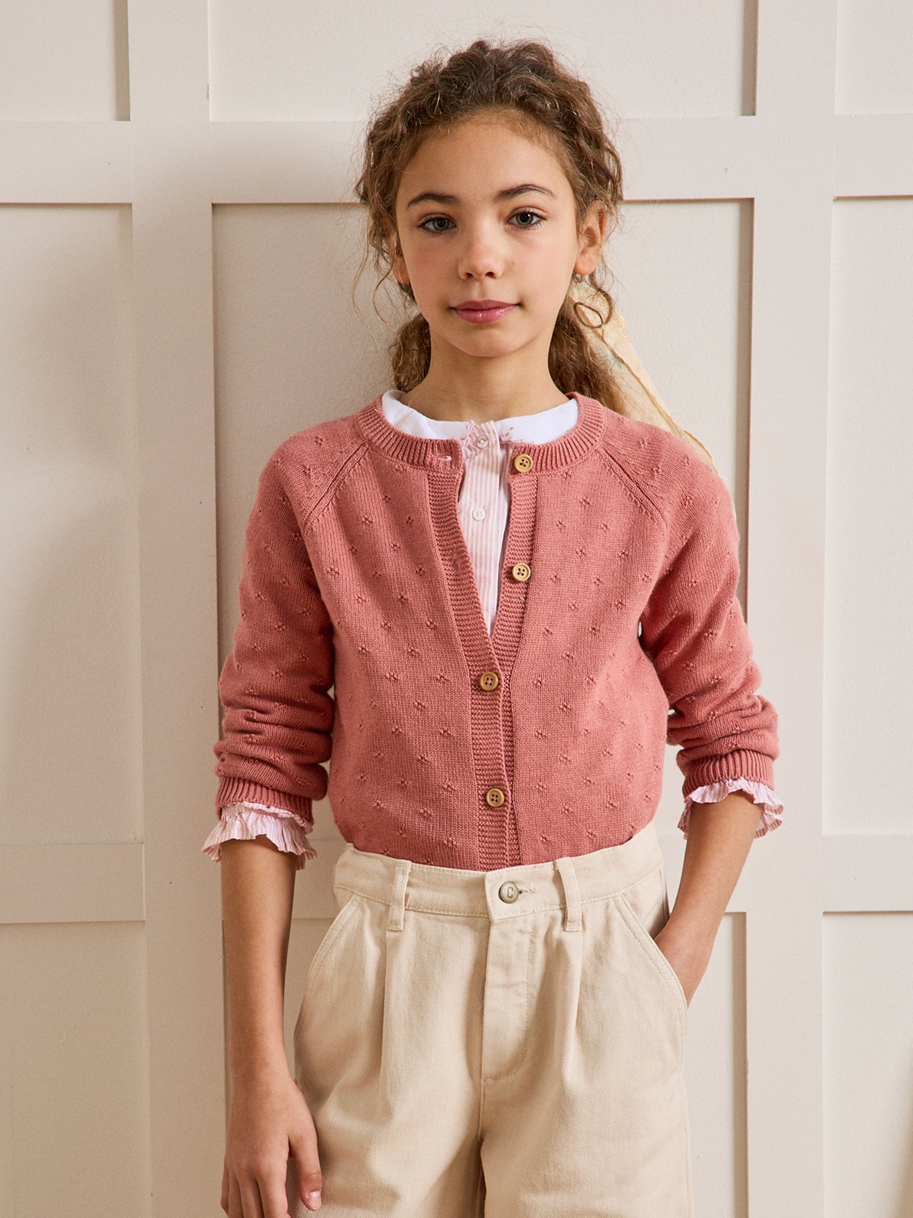Cardigan Fille point fantaisie