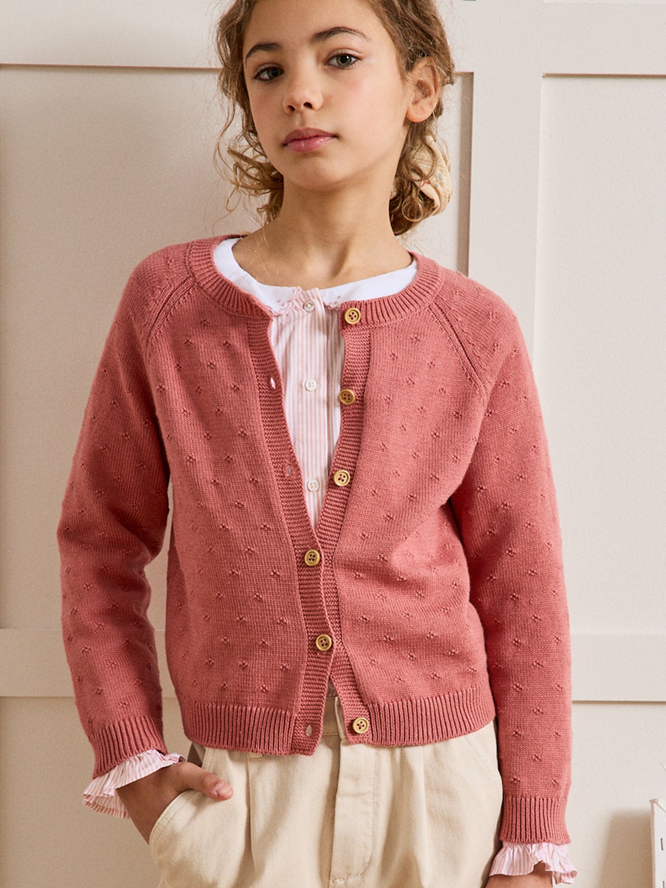 Cardigan Fille point fantaisie