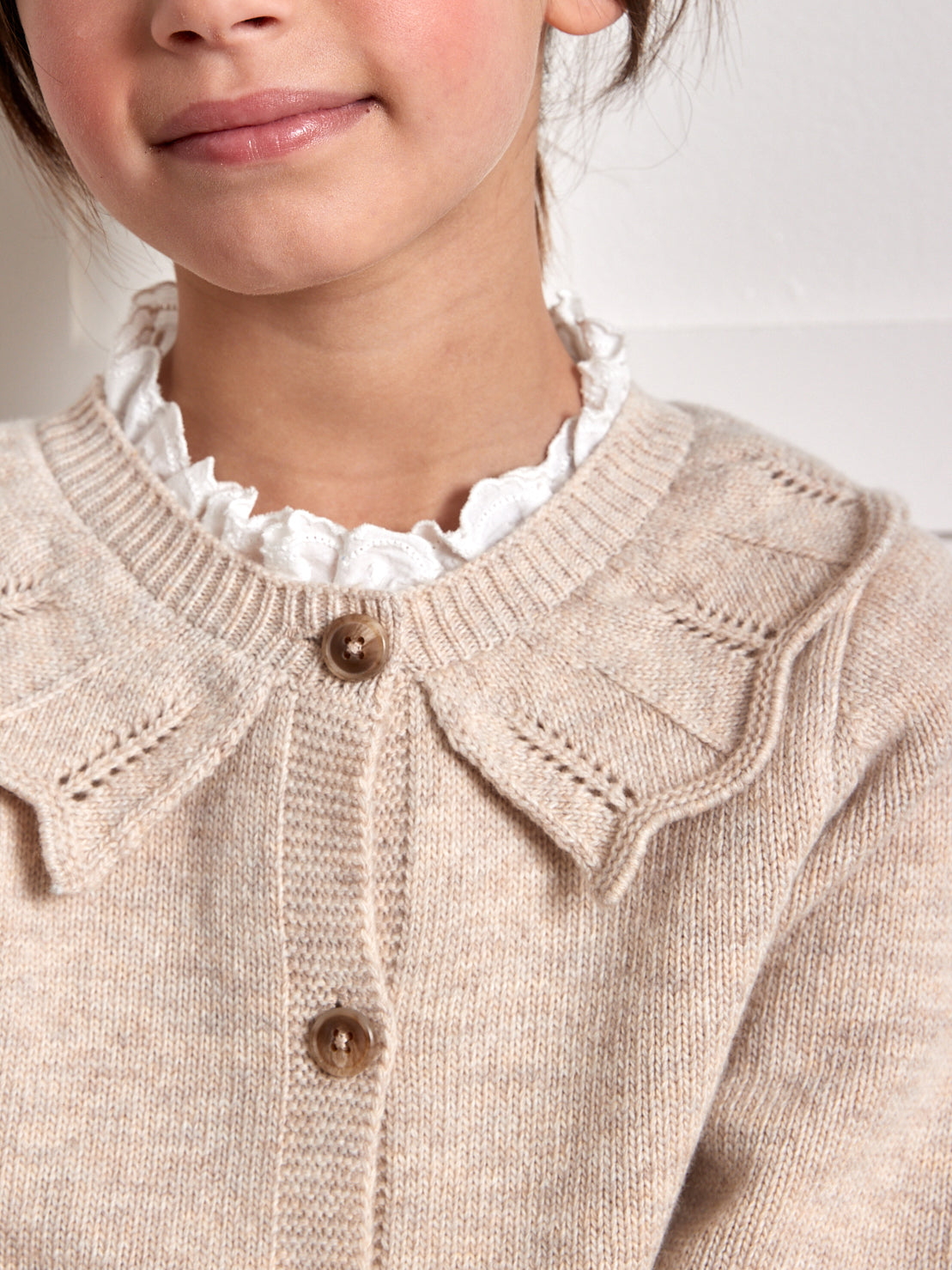 Cardigan Fille à col pointelle