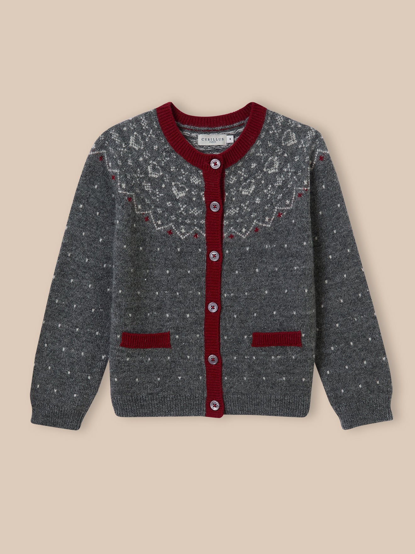 Wollen meisjescardigan met jacquard