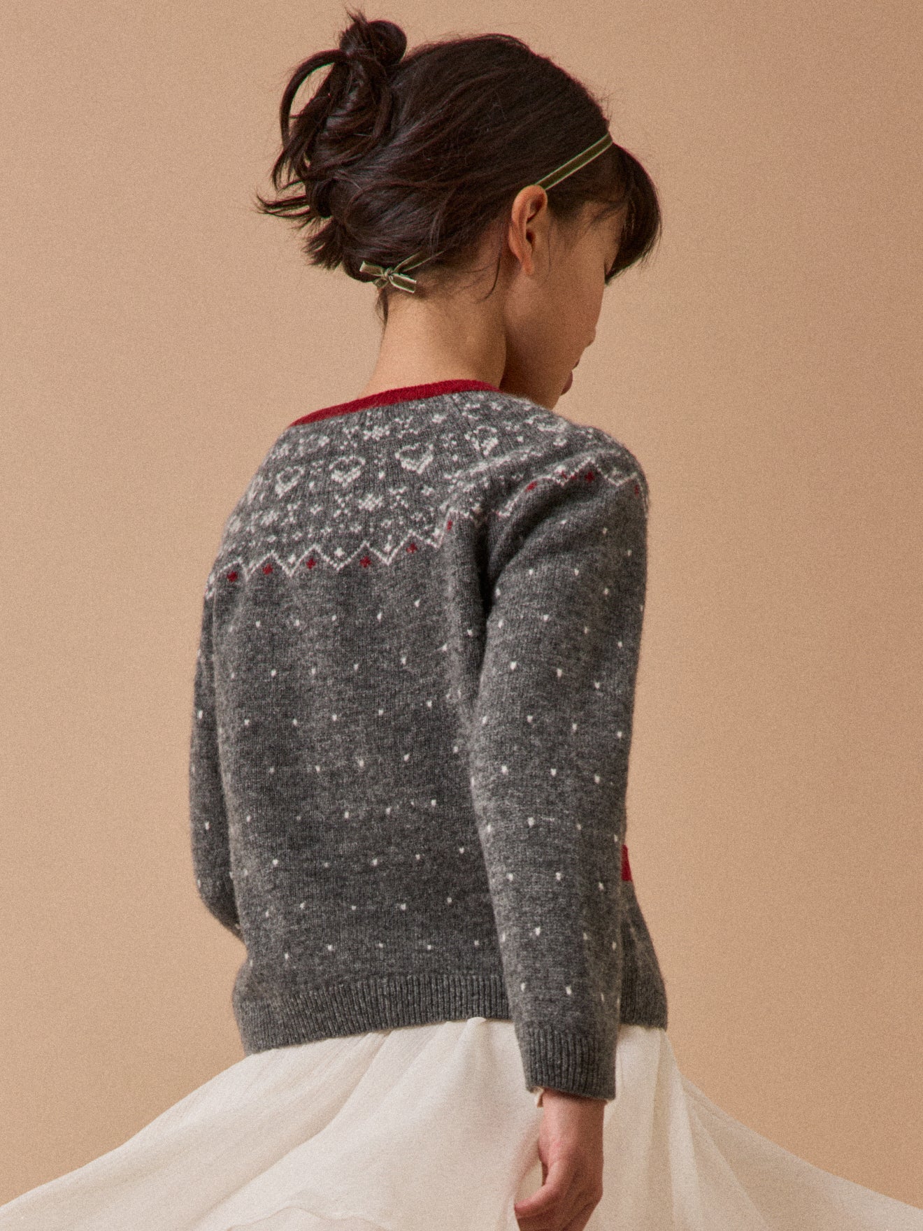 Wollen meisjescardigan met jacquard