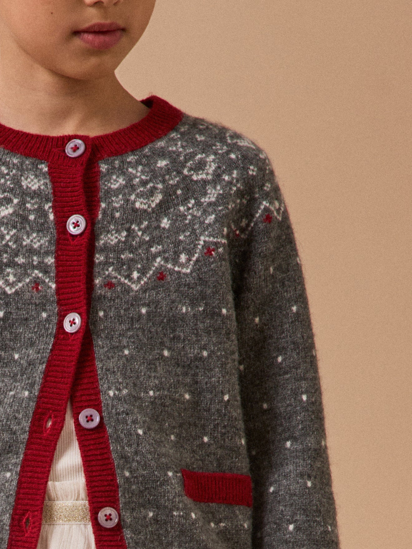 Wollen meisjescardigan met jacquard