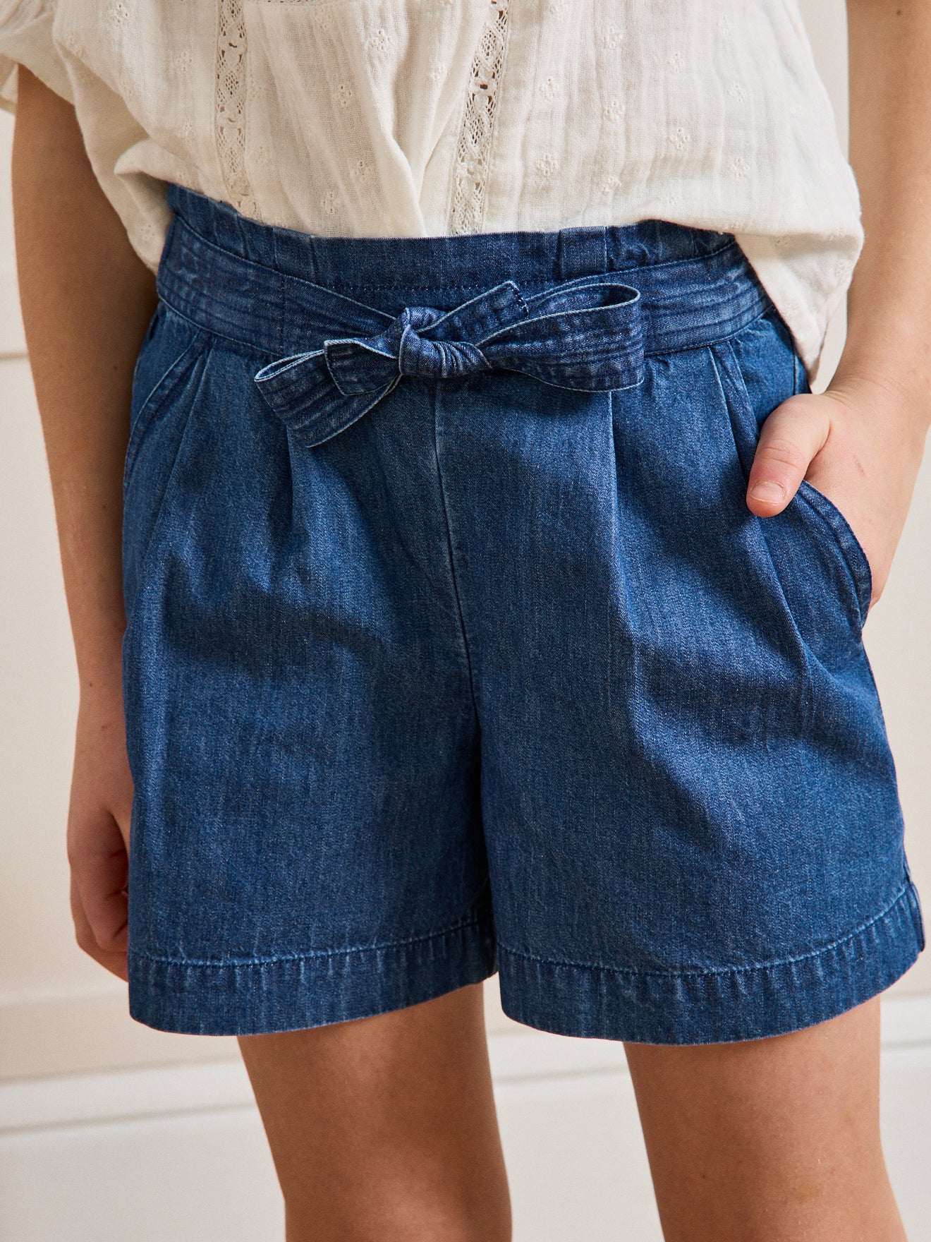 Meisjesshort in light denim
