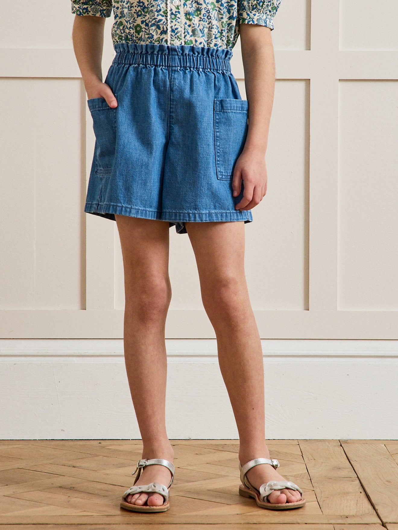 Meisjesshort in light denim
