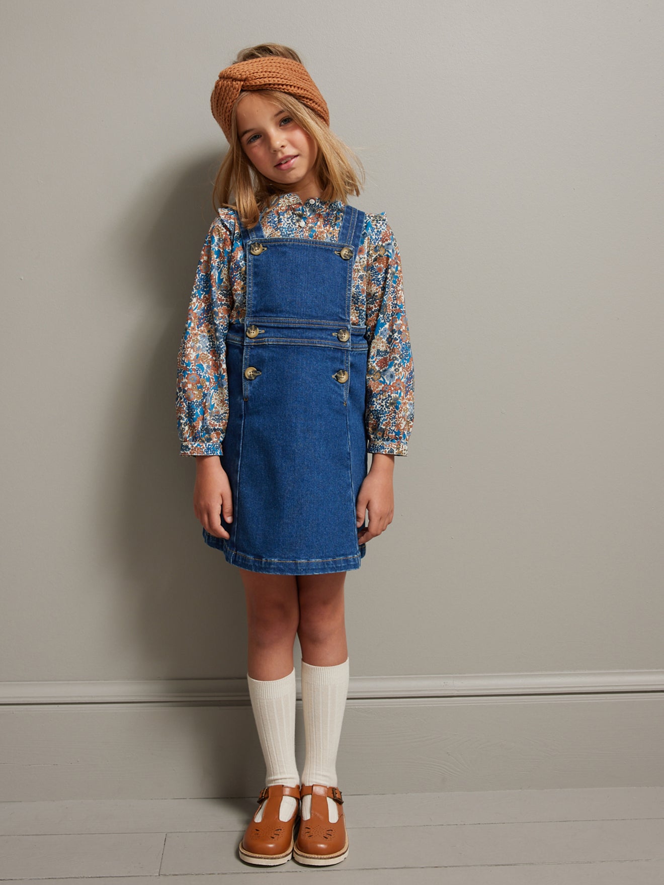 Meisjesjurk in salopettestijl van denim