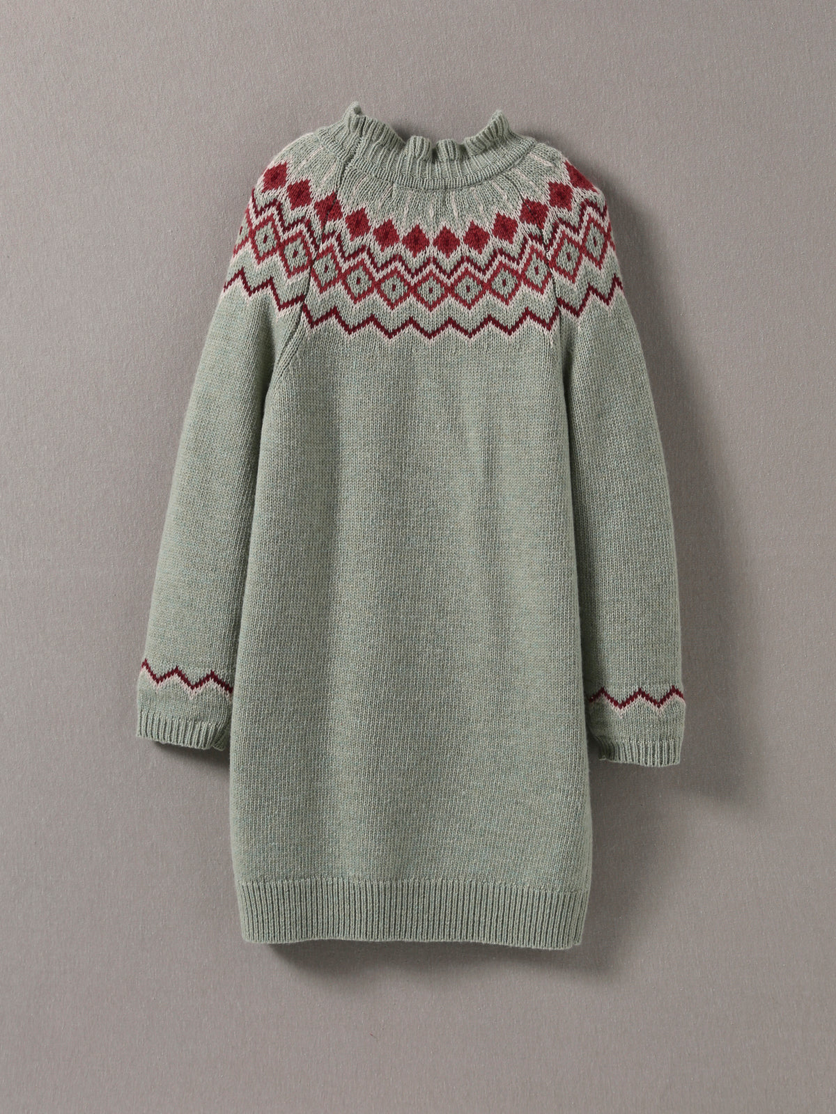 Wollen meisjesjurk met jacquard