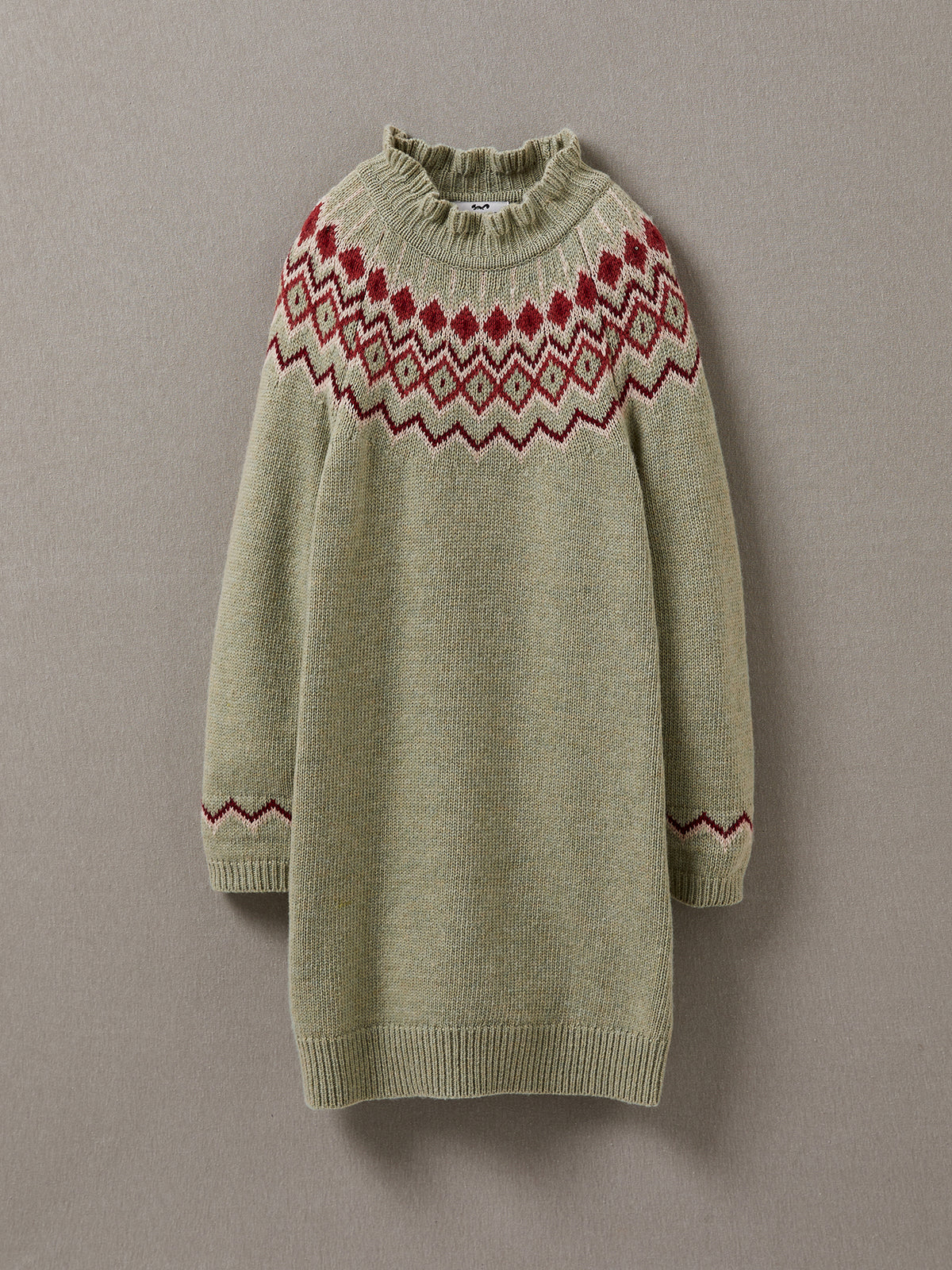 Wollen meisjesjurk met jacquard