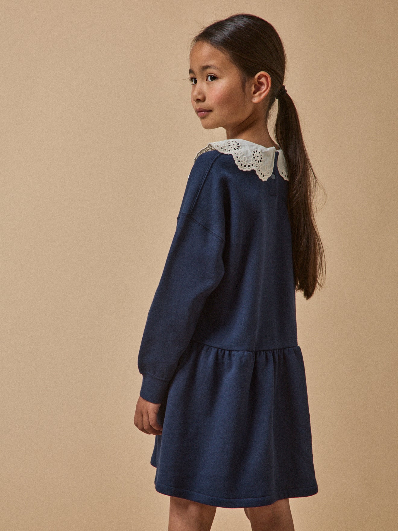 Robe grand col brodé - Coton biologique