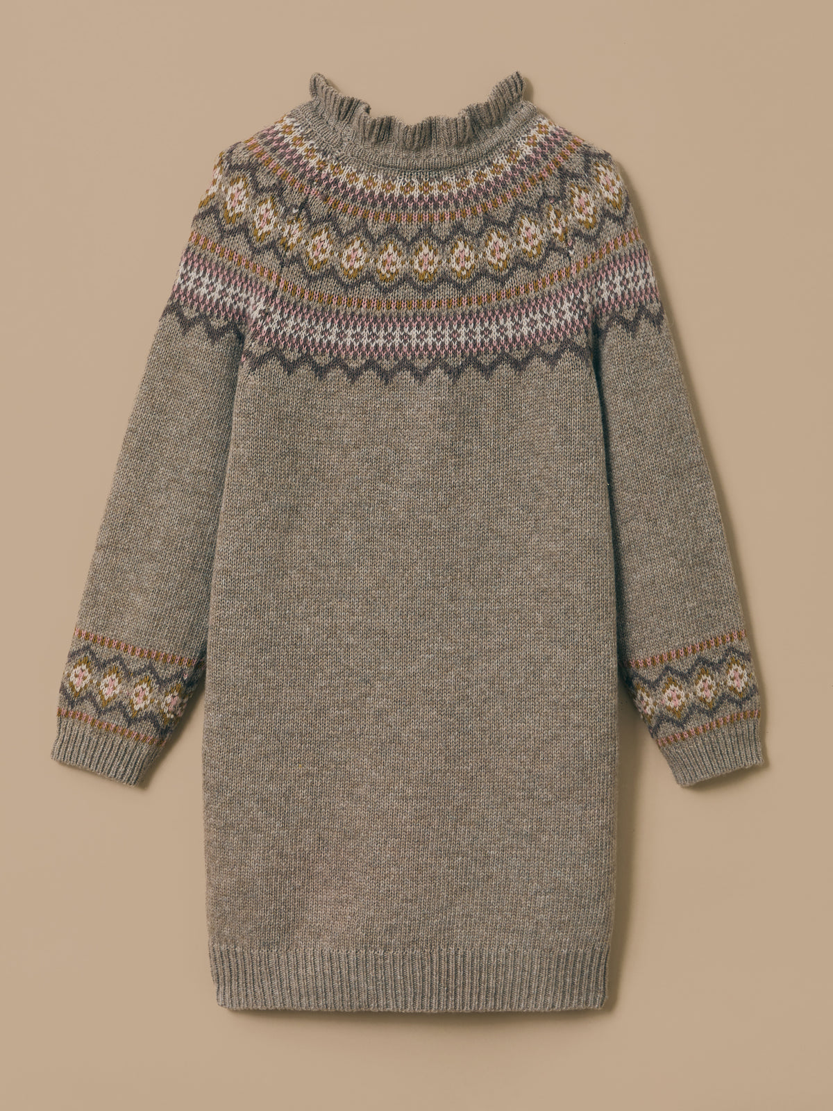 Wollen meisjesjurk met jacquard