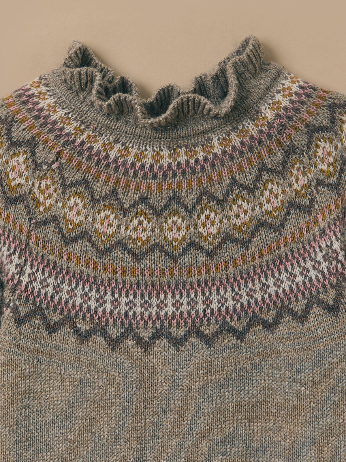 Wollen meisjesjurk met jacquard