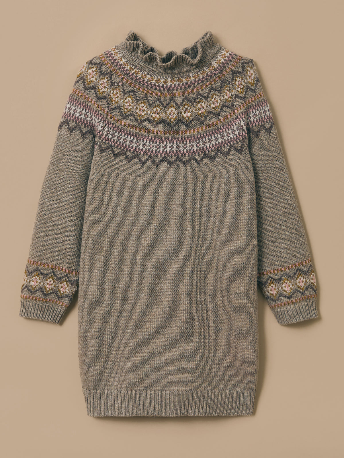 Wollen meisjesjurk met jacquard