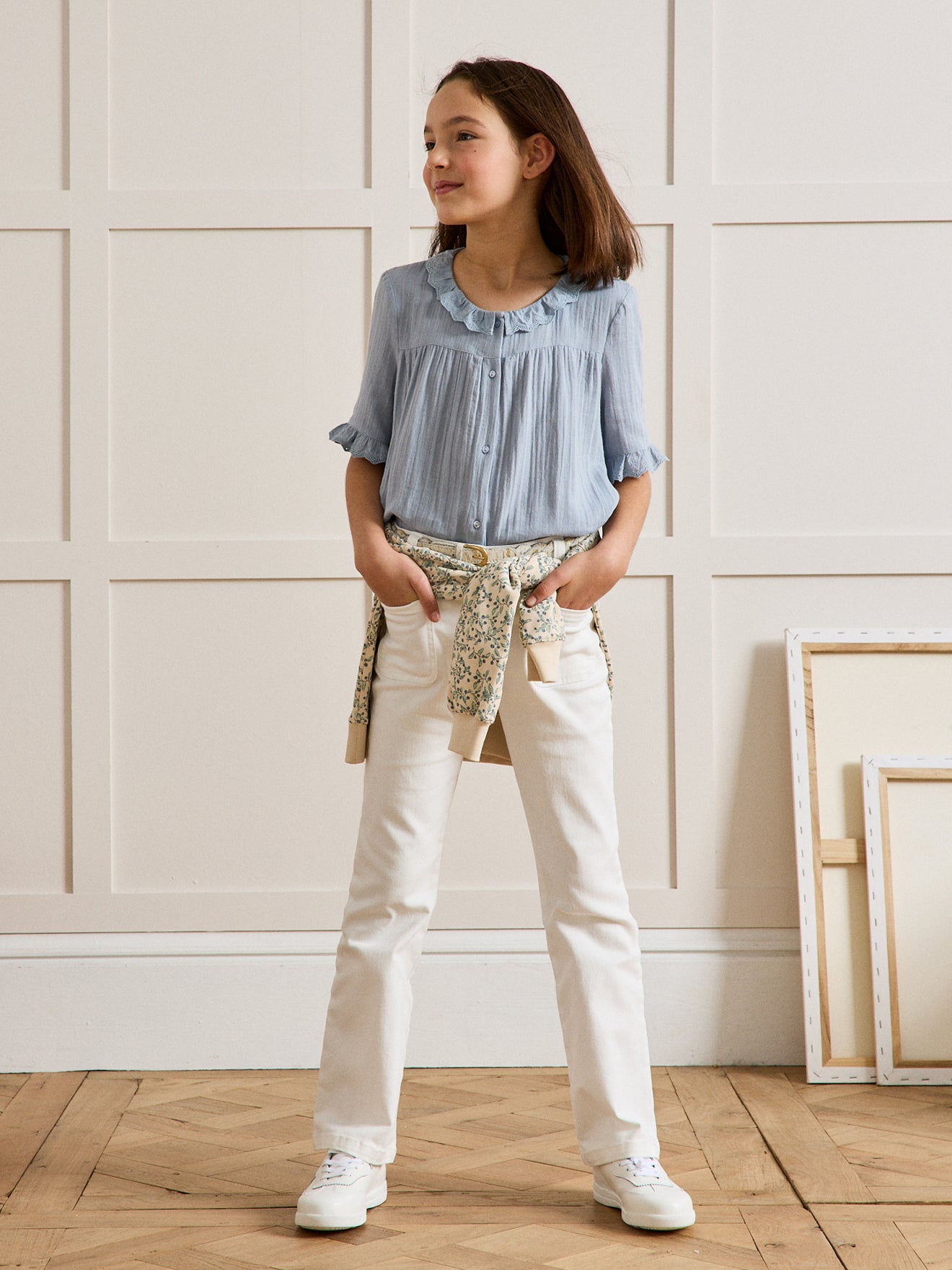 Meisjesbloes in tetrastof - Biokatoen