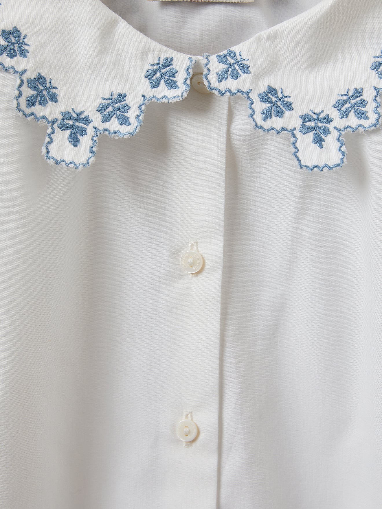 Chemise Fille en popeline brodée