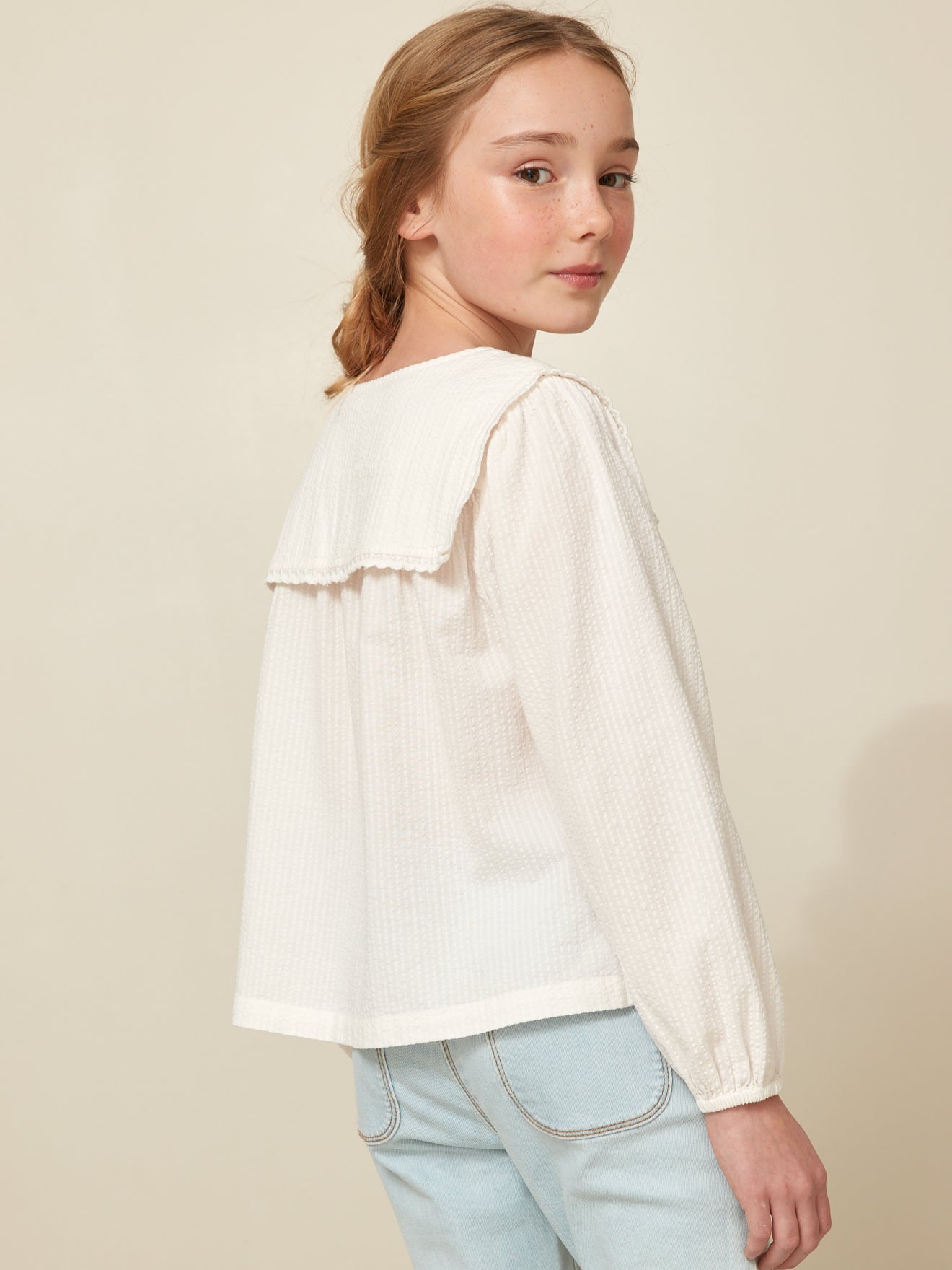 Chemise vareuse Fille en seersucker