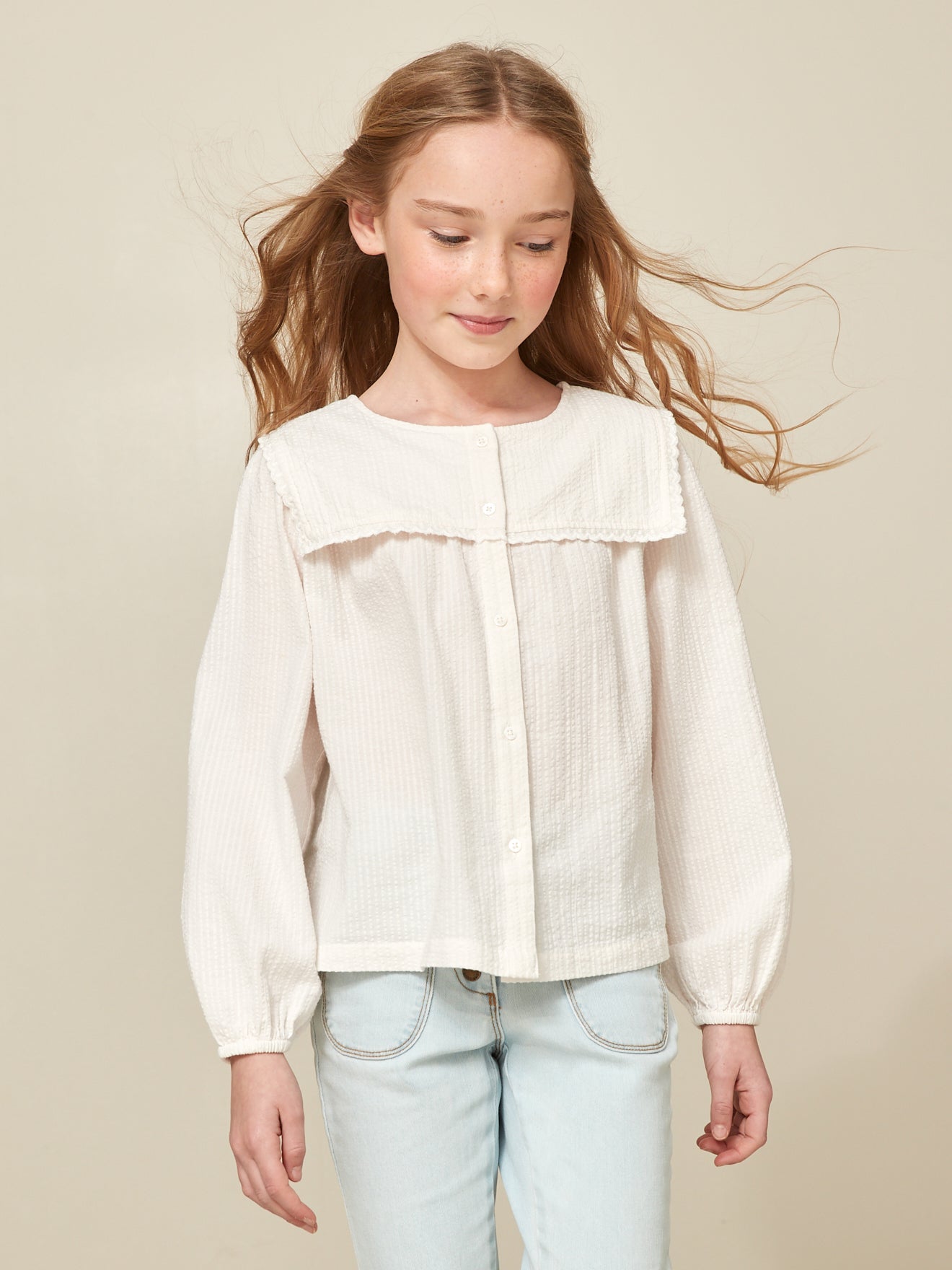 Chemise vareuse Fille en seersucker
