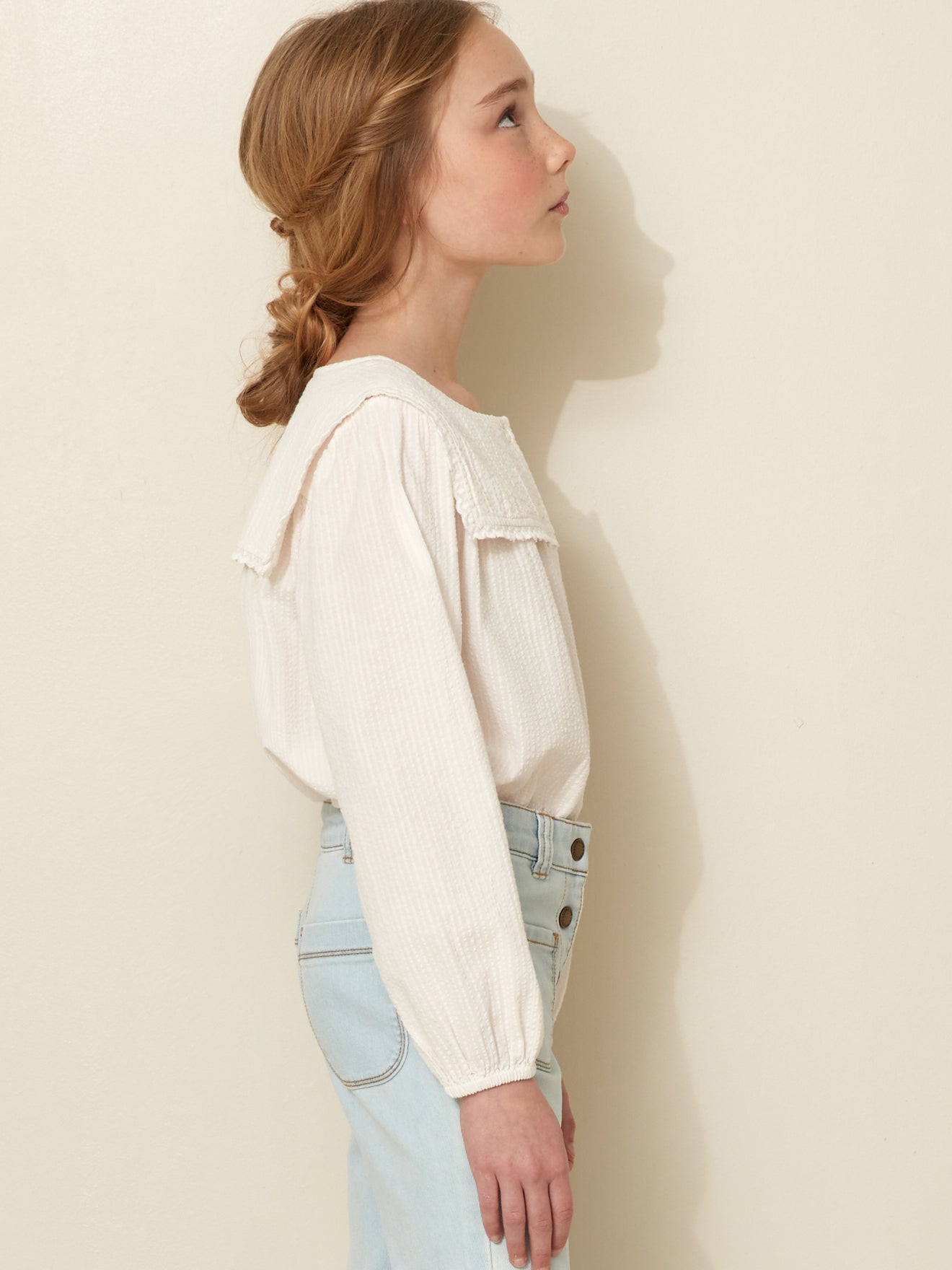 Chemise vareuse Fille en seersucker