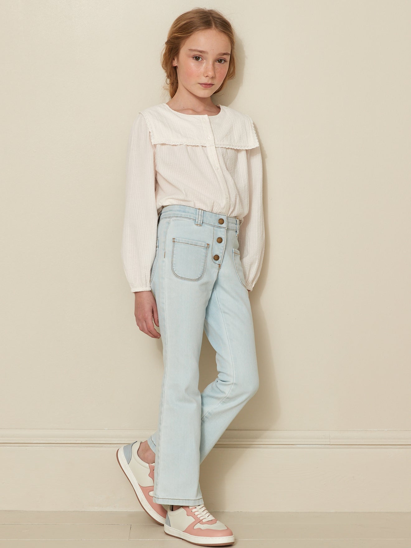Chemise vareuse Fille en seersucker