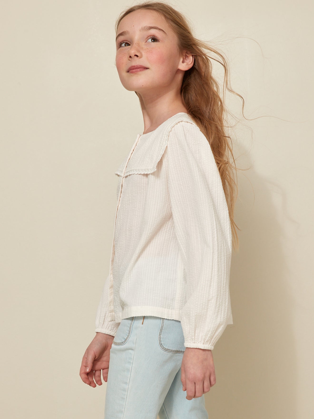 Chemise vareuse Fille en seersucker