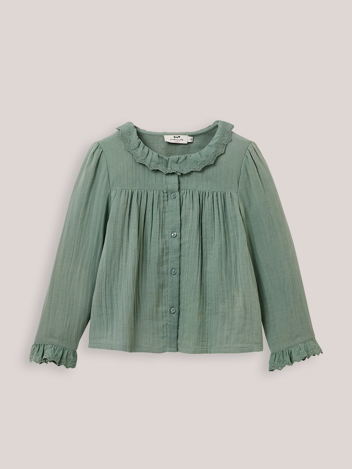 Chemise en gaze Fille finition dentelle