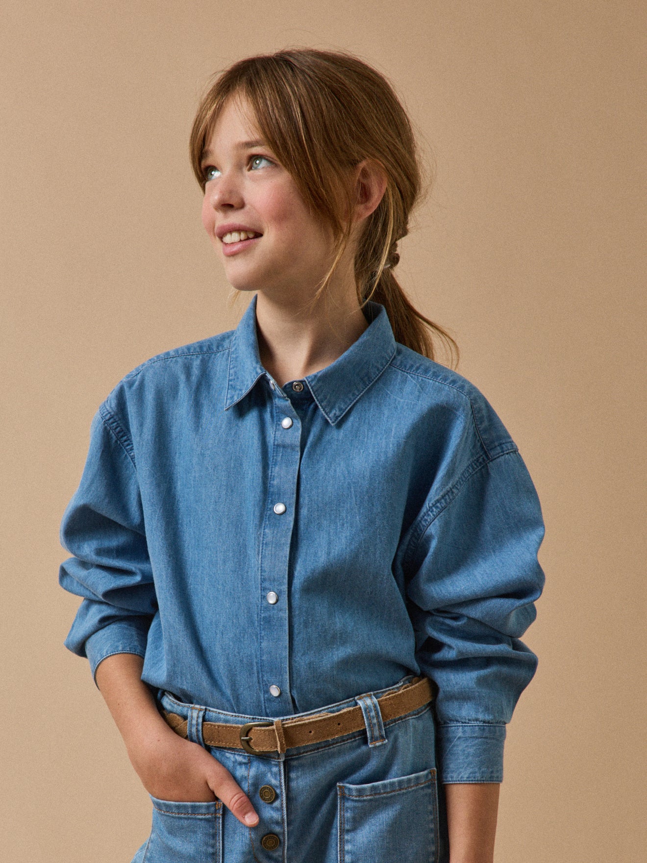 Meisjeshemd in light denim