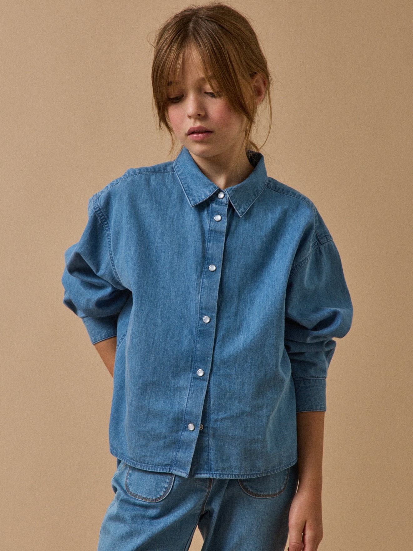 Meisjeshemd in light denim