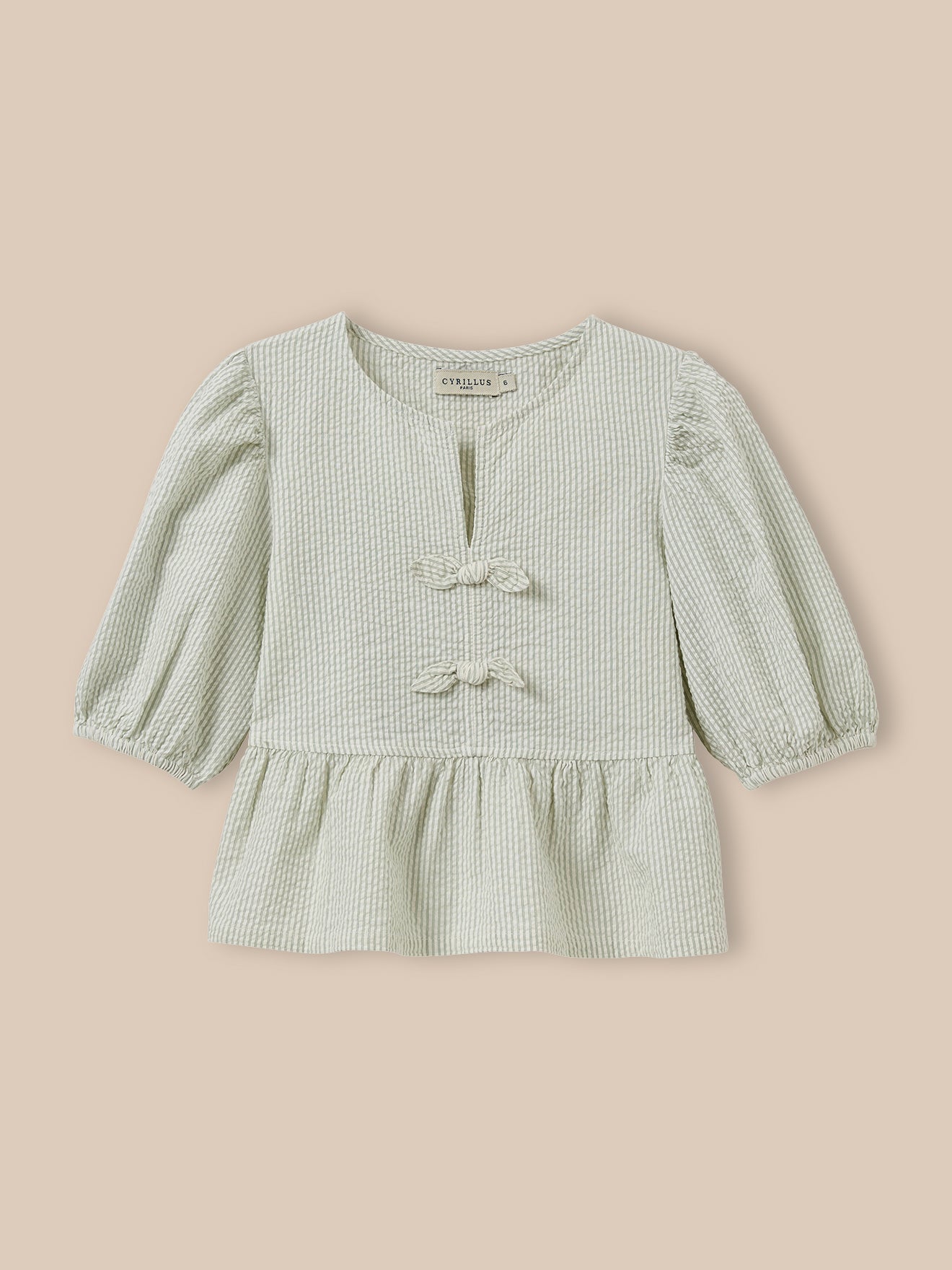 Gestreepte meisjesbloes in seersucker