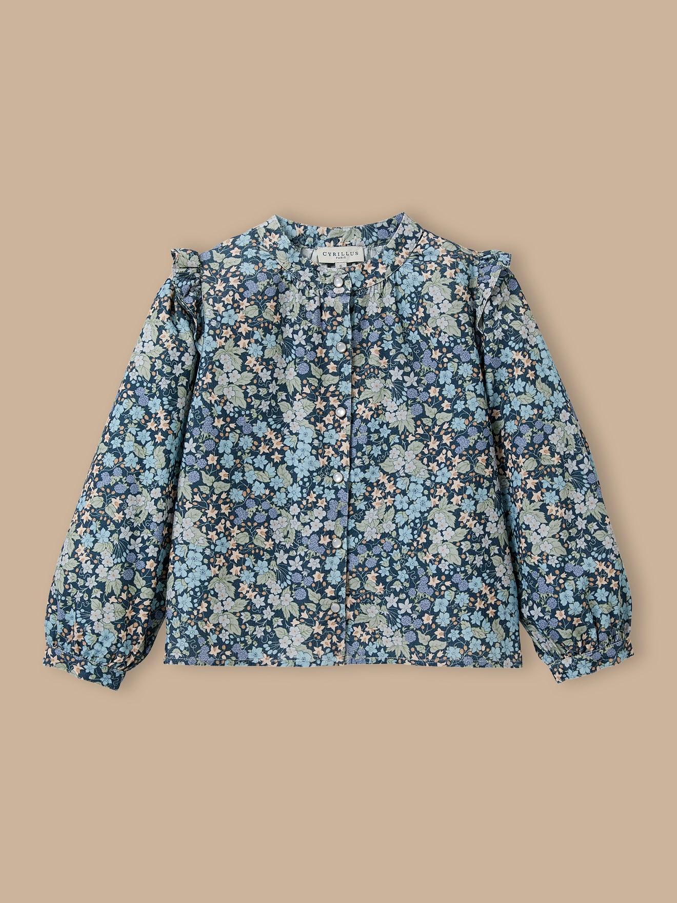 Meisjesbloes in velours en Liberty-stof