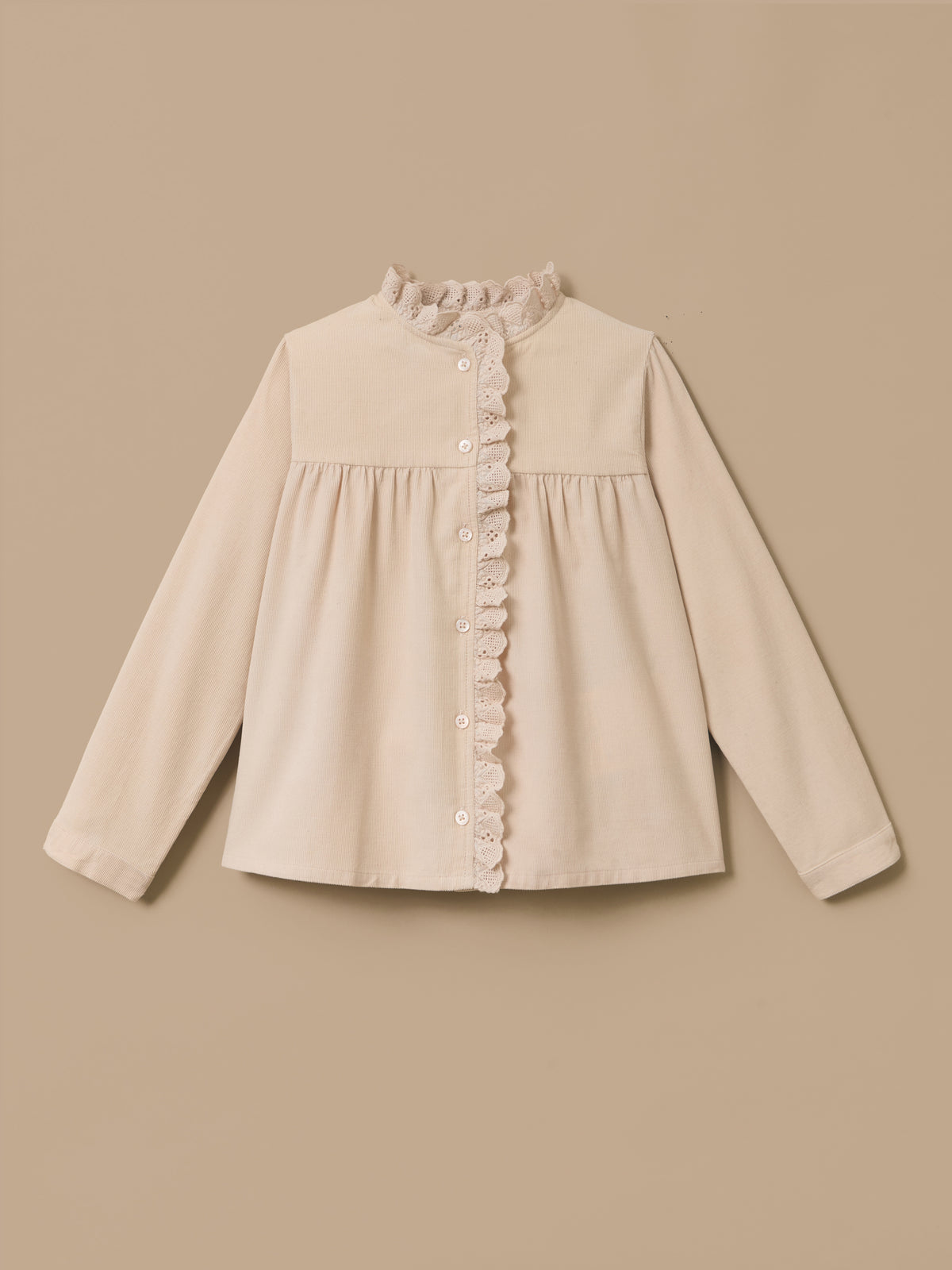 Chemise velours et dentelle Fille