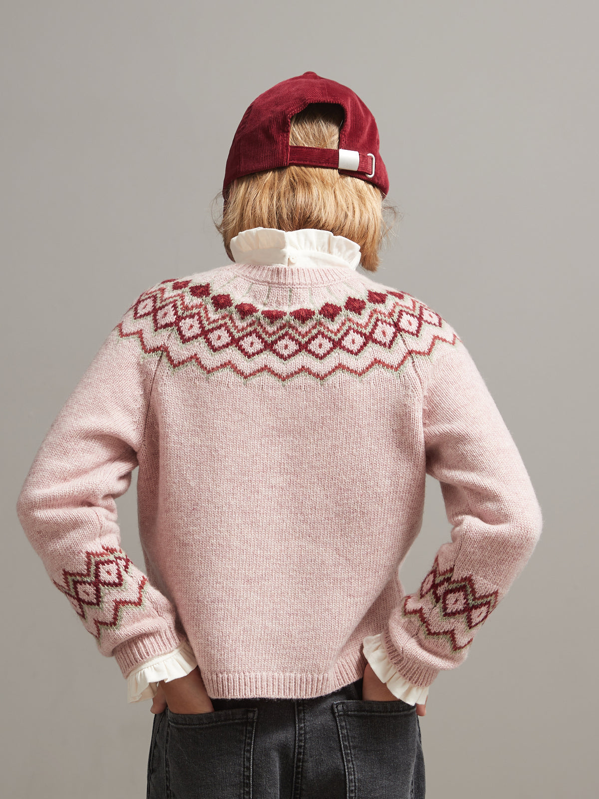 Wollen meisjestrui met jacquard
