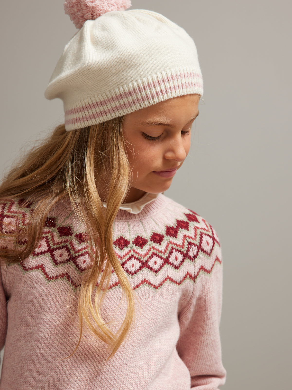 Wollen meisjestrui met jacquard