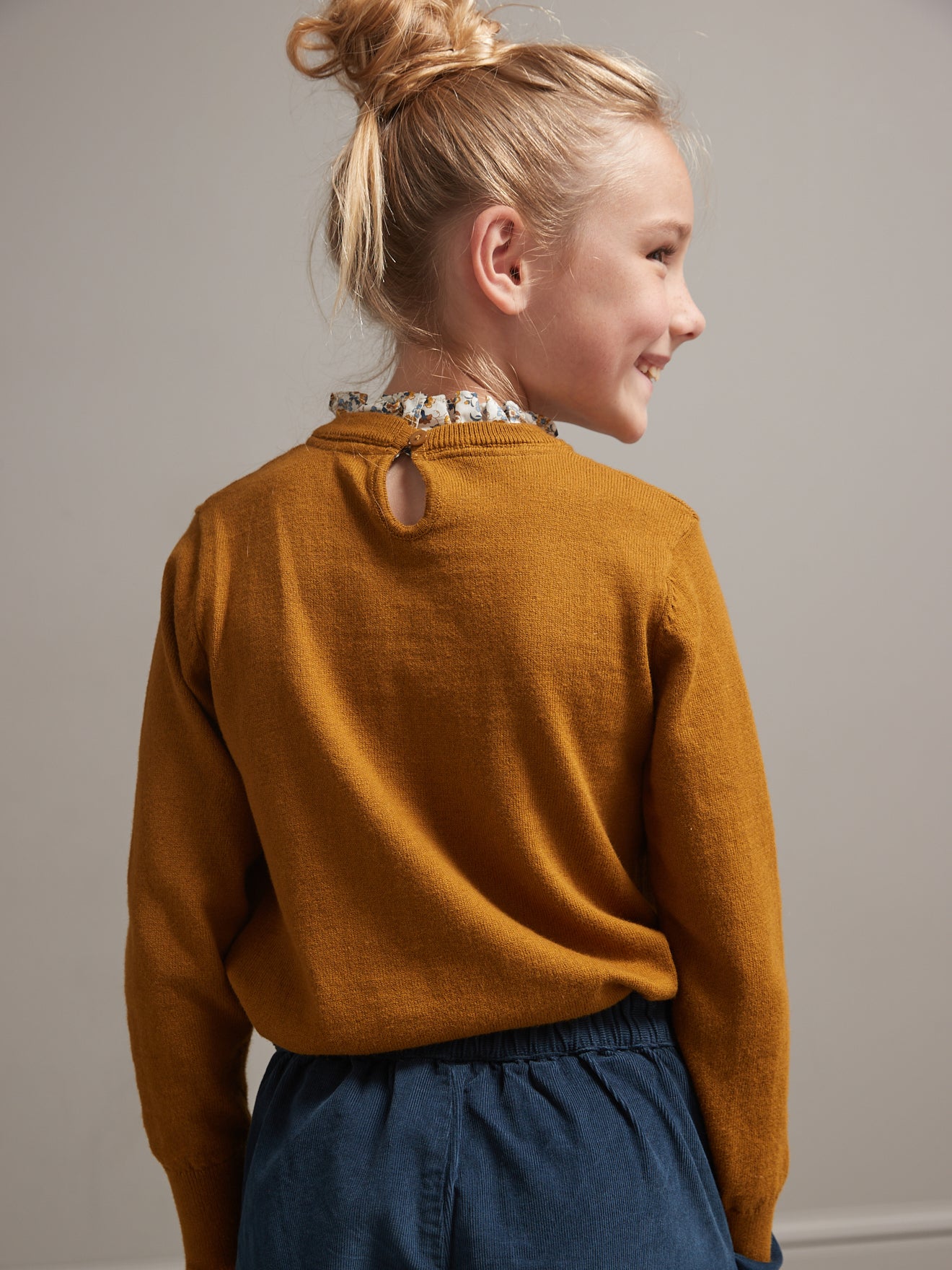 Pull Fille col en tissu Liberty