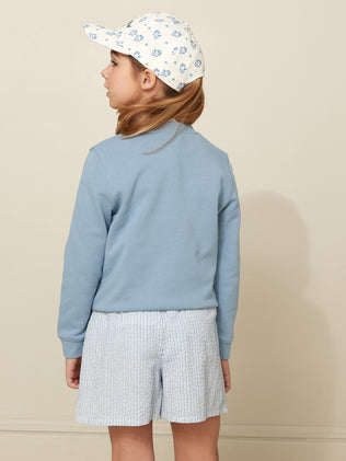 Meisjessweater met borduursel in Liberty-stof - Biokatoen