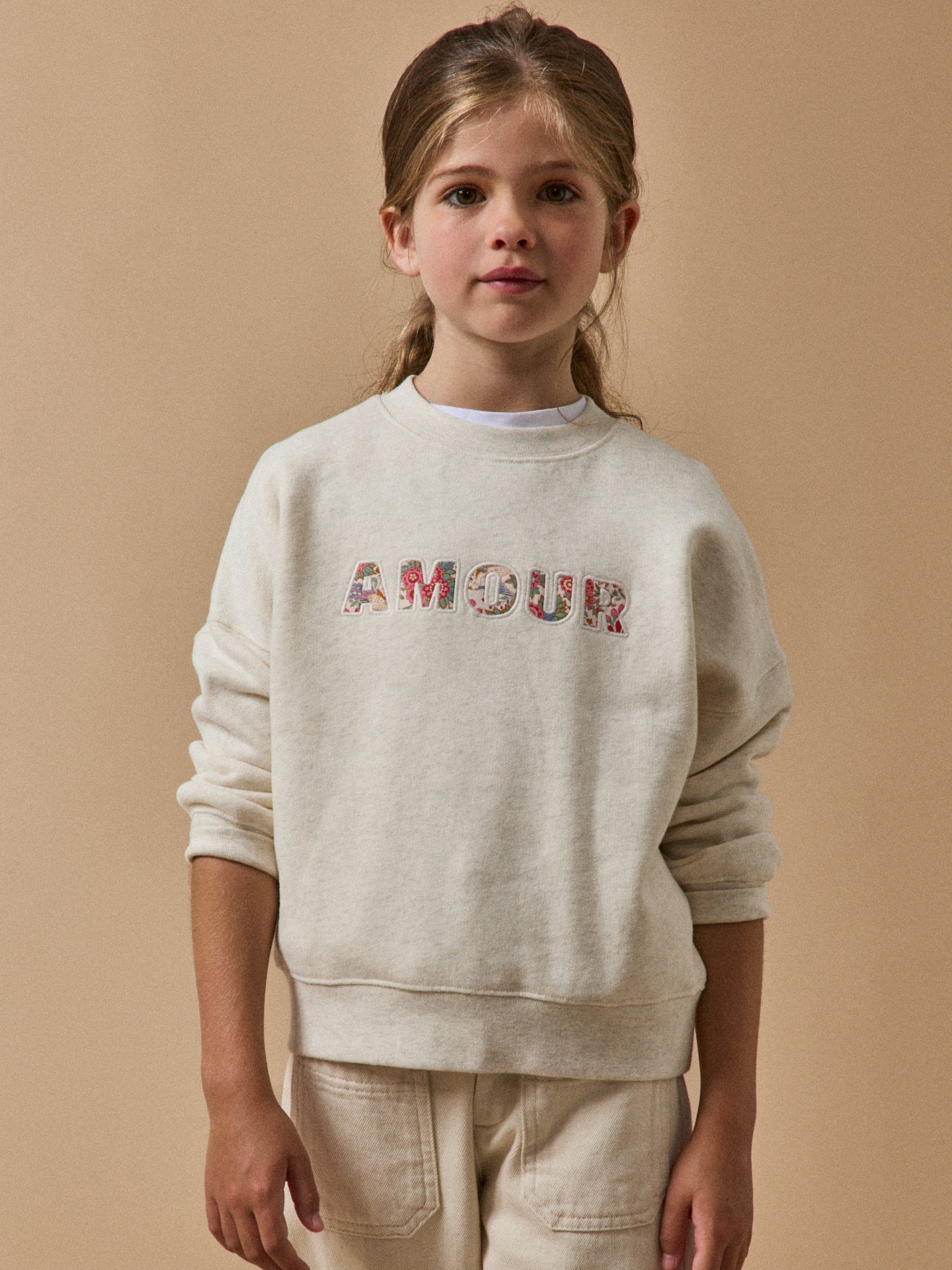 Sweat Fille lettres en tissu Liberty - Coton biologique