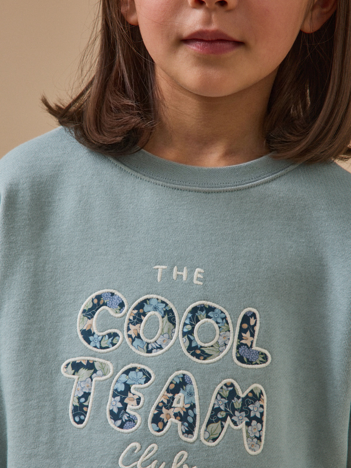 Meisjessweater "Cool Team" met Liberty-stof - Biokatoen