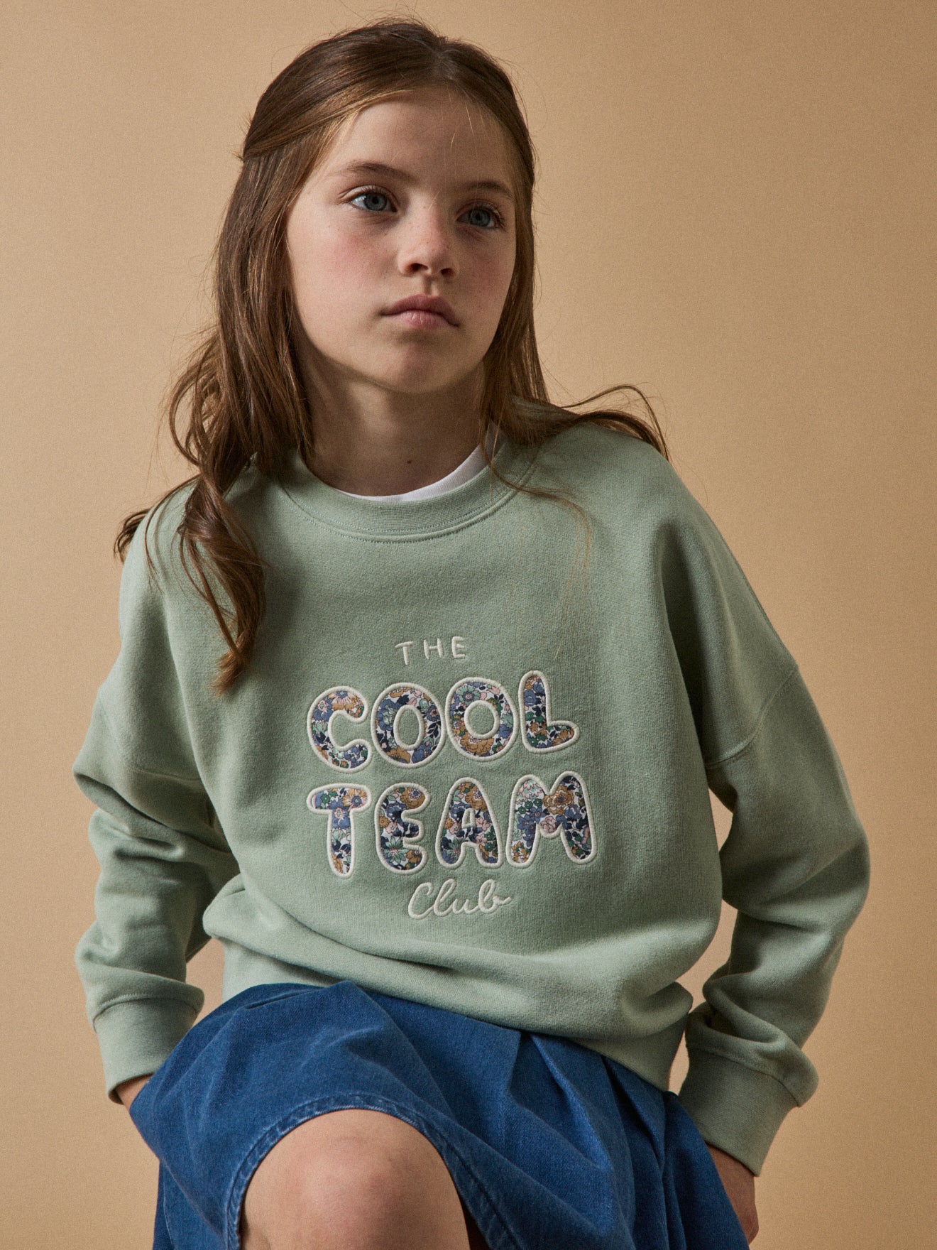 Sweat Cool Team Fille tissu Liberty - Coton biologique