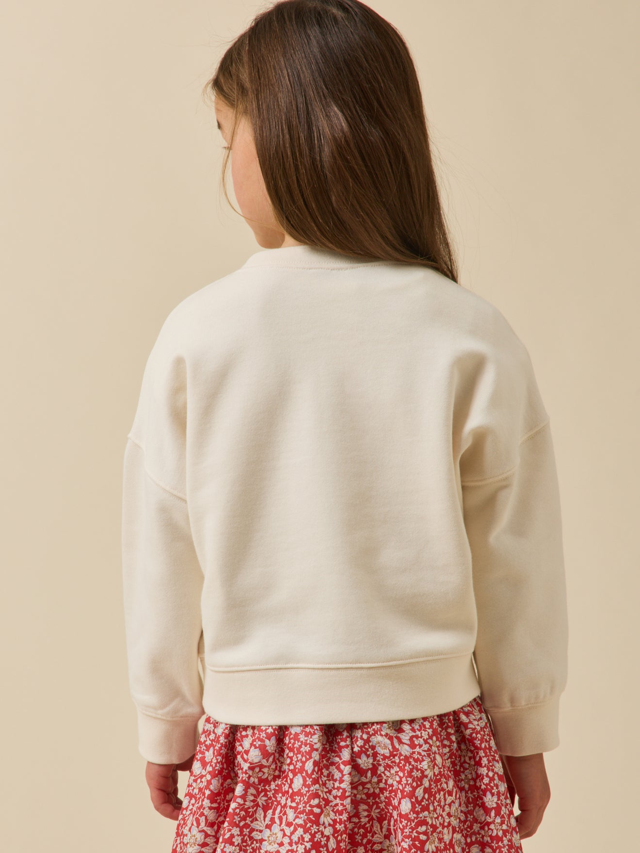 Meisjessweater met opschrift in Liberty-stof - Biokatoen