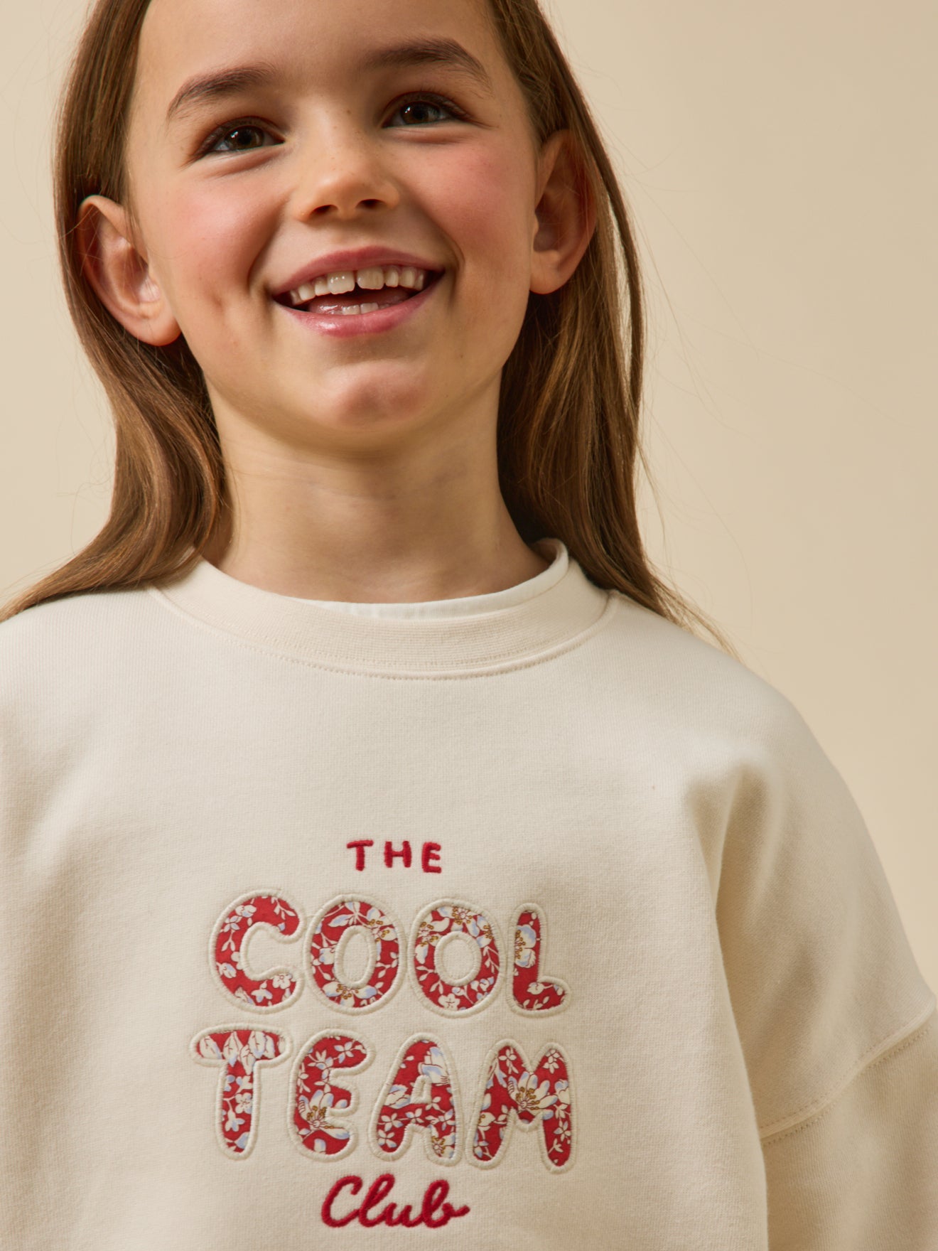 Meisjessweater met opschrift in Liberty-stof - Biokatoen