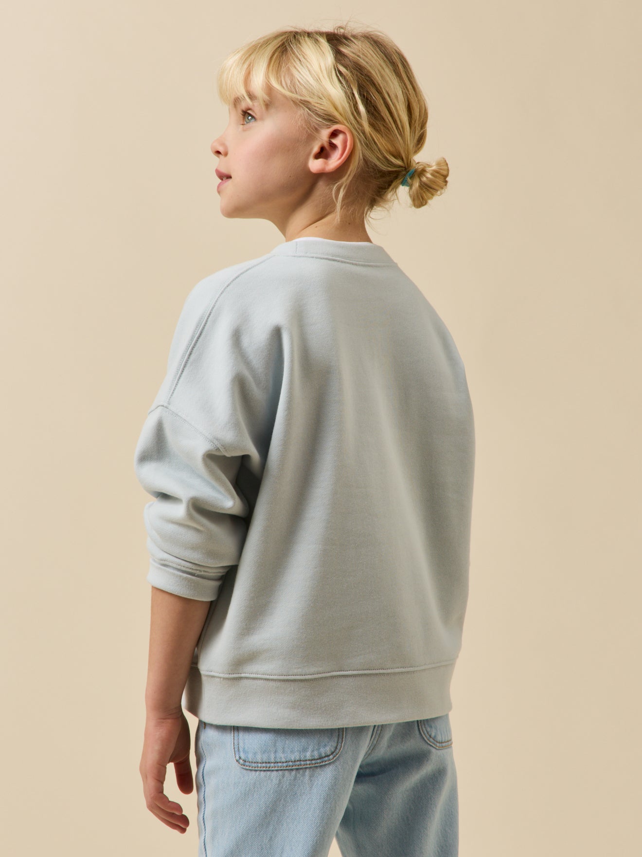 Meisjessweater met opschrift in Liberty-stof - Biokatoen