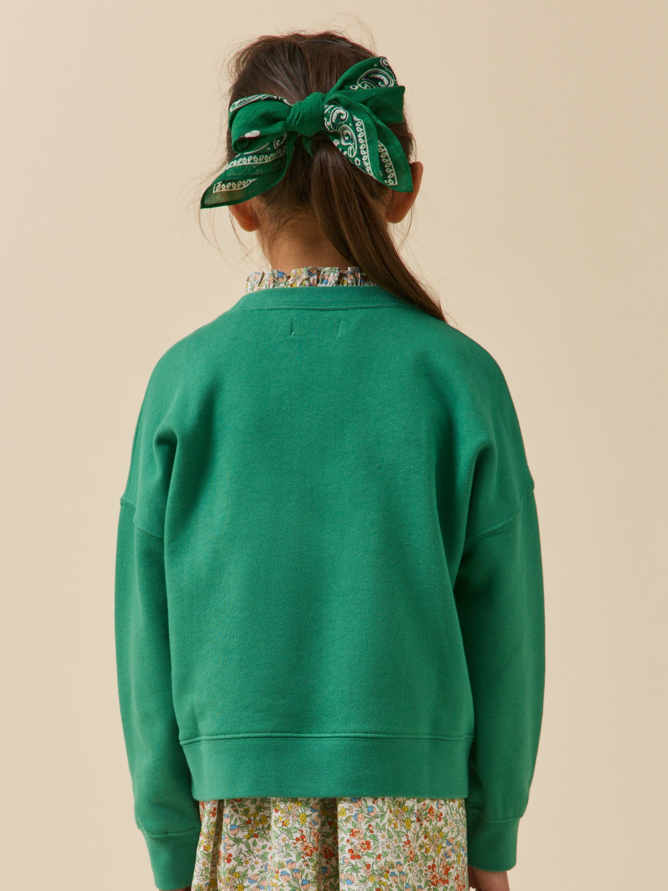 Meisjessweater met opschrift in Liberty-stof - Biokatoen